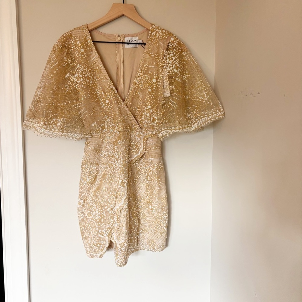 NWT HELLO MOLLY gold sequin mini dress sz. XS - Picture 2 of 6